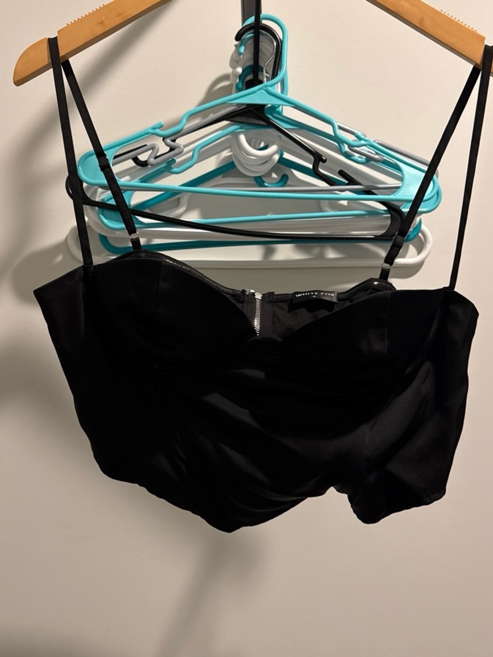 White Fox Boutique Black Satin Bustier Top